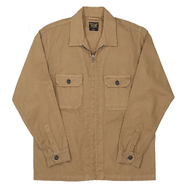 Notch Flap Pockets Zip-Up Rincon Twill Jacket - Boston Brown