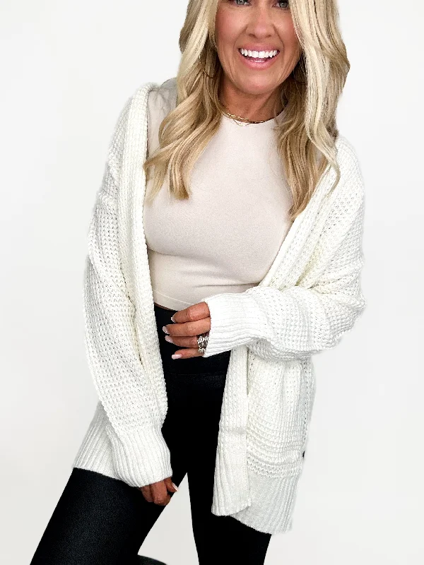 Ivory Waffle Weave Cardigan