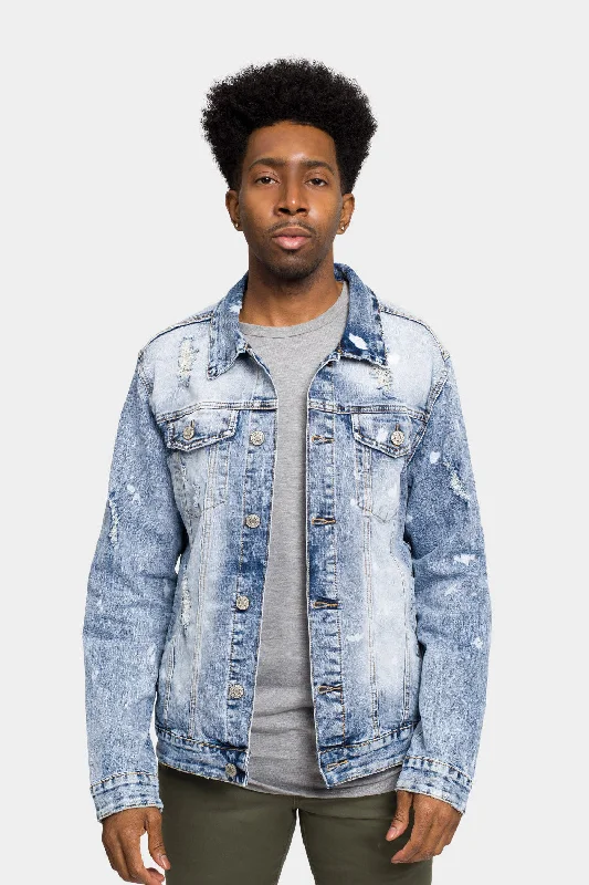 Acid Bleached Distressed Denim Jacket