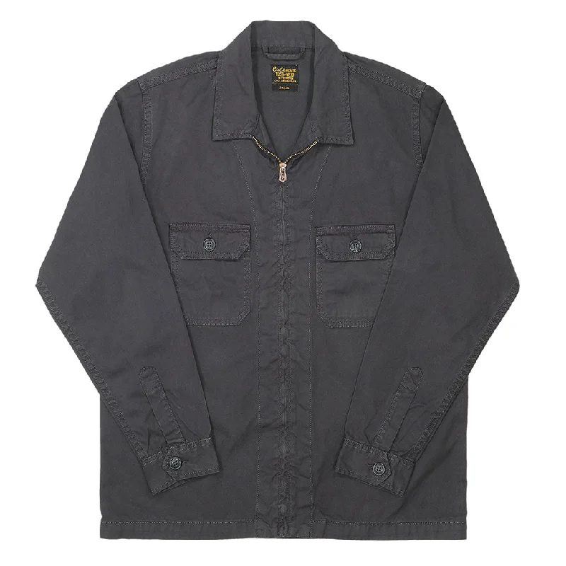 Notch Flap Pockets Zip-Up Rincon Twill Jacket - Black Coal