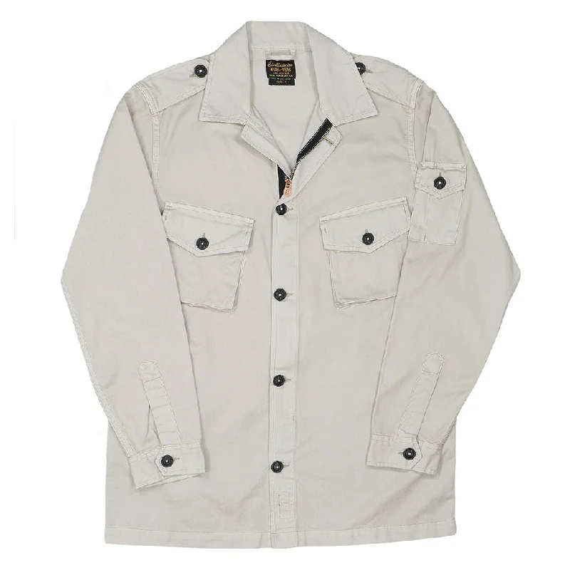 3 Pocket Herringbone Cotton Officer Jacket - Ash