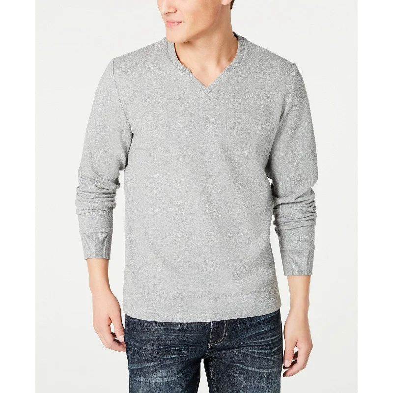 INC Men's Textured Split-Neck Sweatshirt Dark Gray Size Large