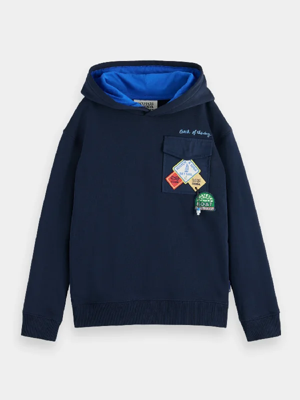 Kids - Relaxed-fit chest pocket hoodie