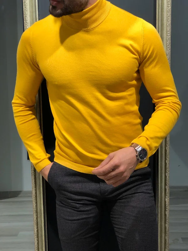 Rimini Slim-Fit Turtleneck Knitwear Yellow