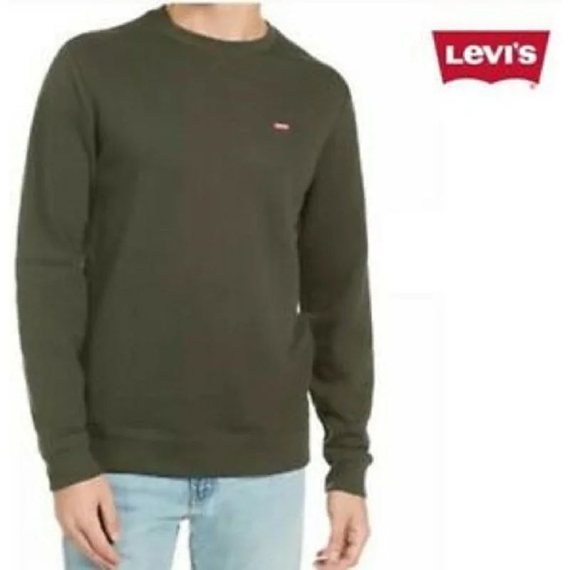 Levi's Men's Bailey Logo Crew-Neck Sweatshirt Dark Green Size Large