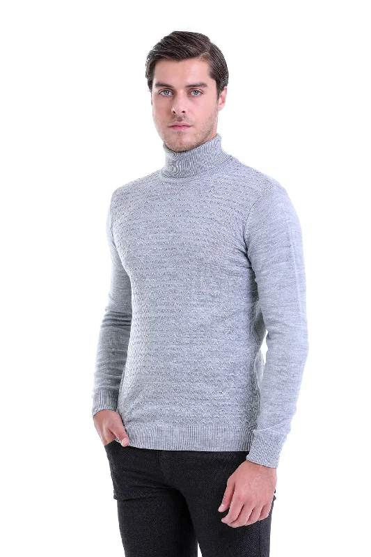 Regular Fit Gray Turtleneck Sweater