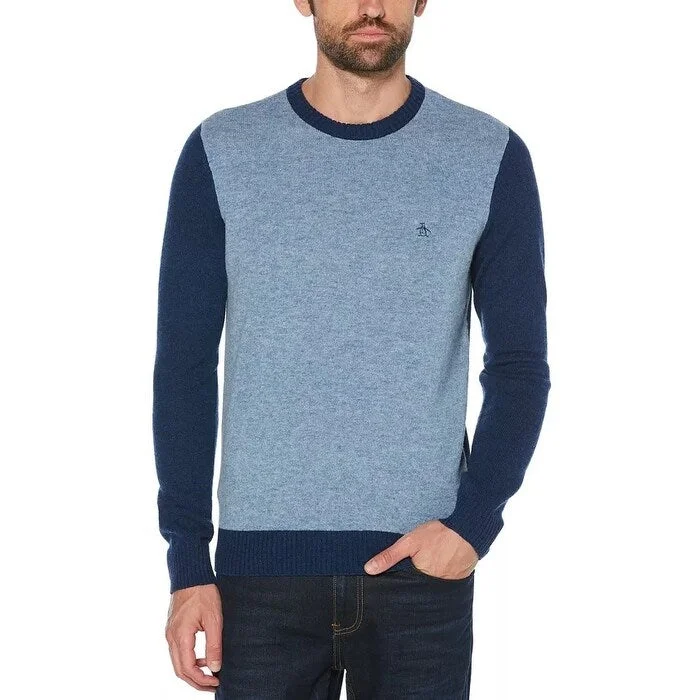 Original Penguin Men's Colorblocked Wool Sweater Blue Size Large