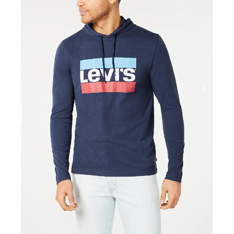 Levi's Men's Evans Logo Graphic Hoodie Bright Blue Size Extra Large