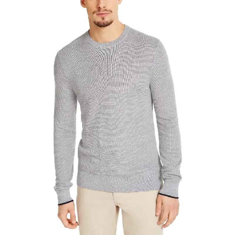 Calvin Klein Men's Merino Crew-Neck Sweater Silver Size XX-Large - XXL