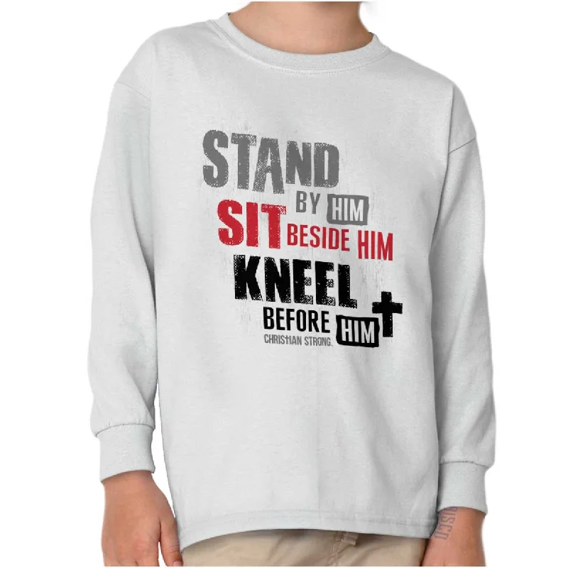 Stand Sit Kneel Youth Long Sleeve T-Shirt