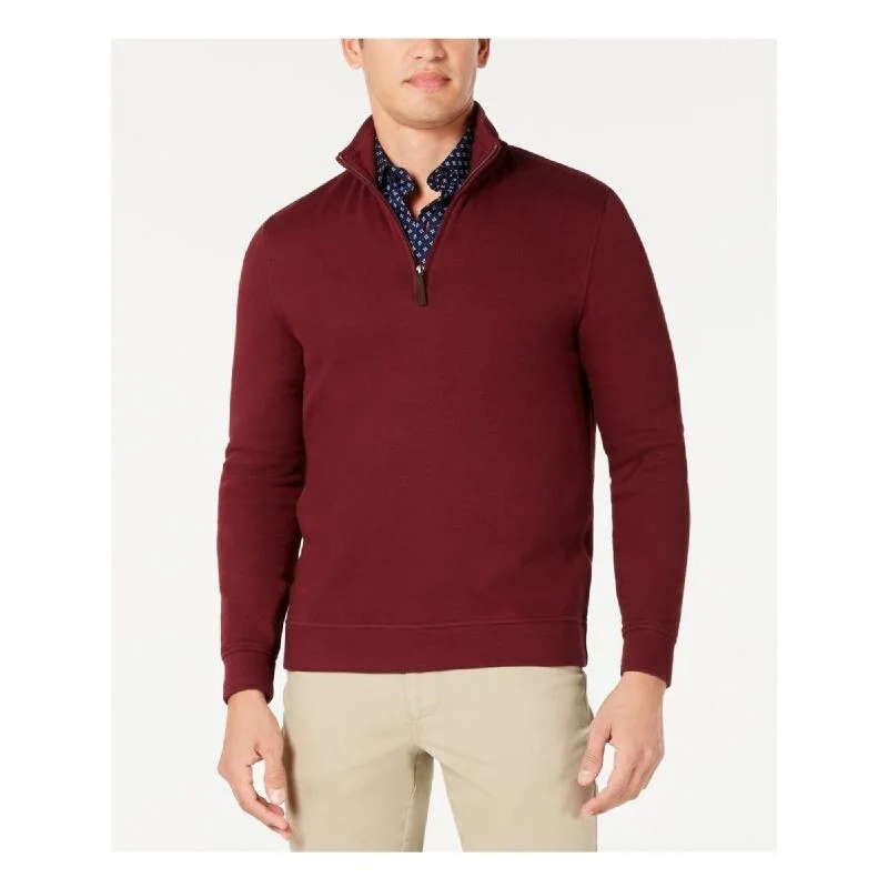 Tasso Elba Men's 1/4-Zip Sweater Wine Size Small