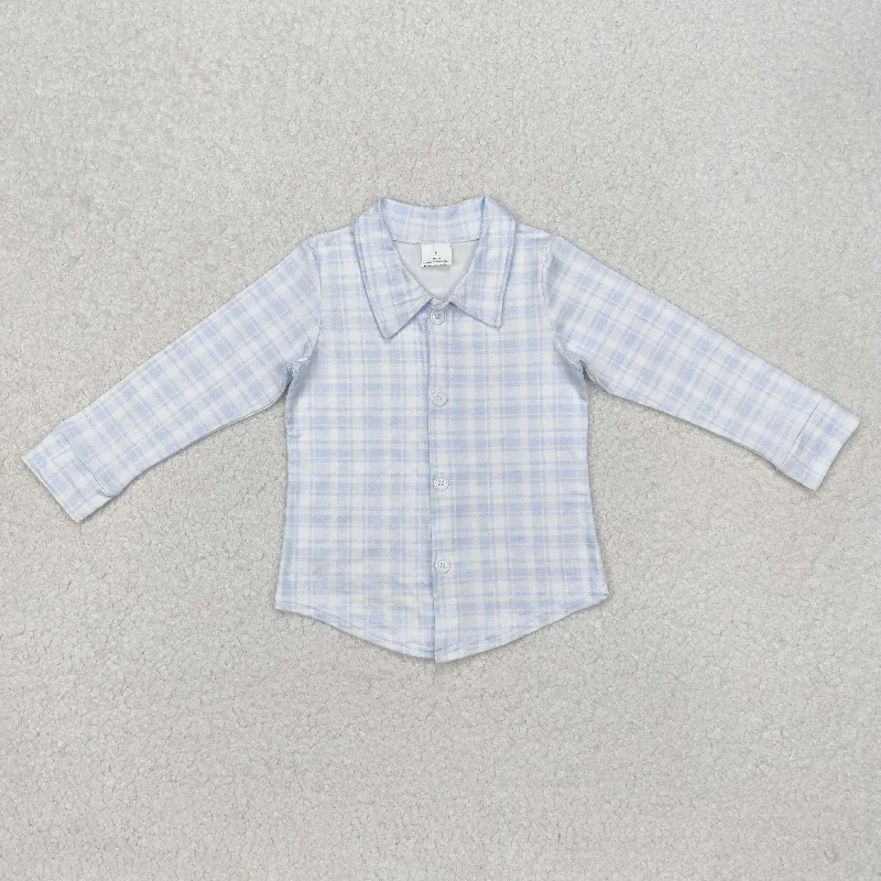 BT1075 Blue check Polo T-shirts Long Sleeve top RTS 202412