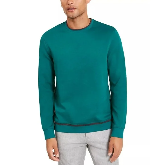 Alfani Men's Classic-Fit Tipped Sweatshirt Dark Green Size Large