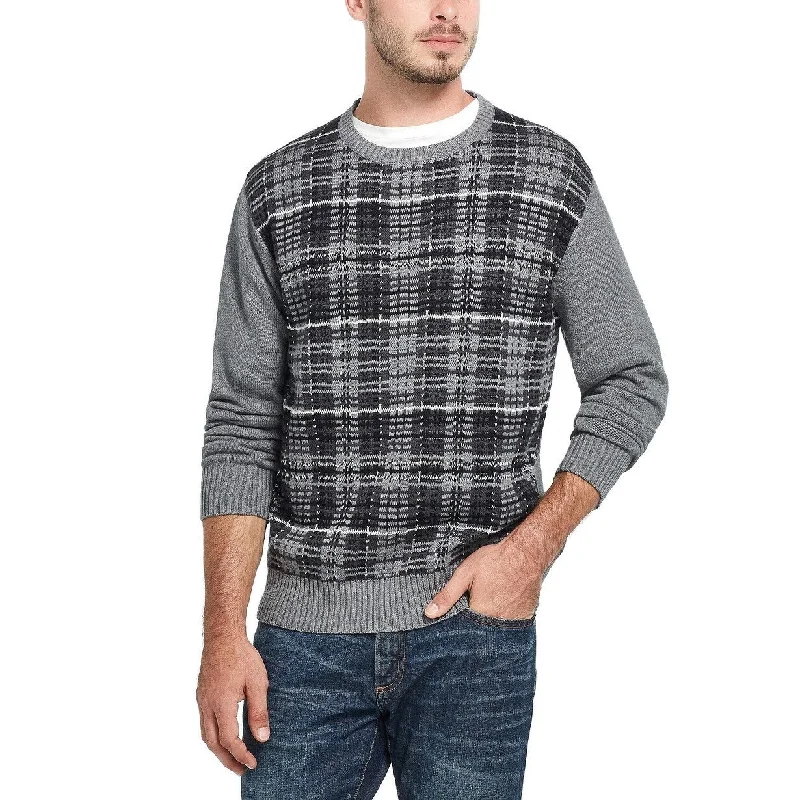 Weatherproof Vintage Men's Plaid Sweater Dark Gray Size Large - L