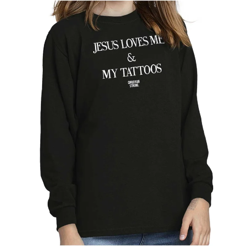 Jesus Loves My Tattoos Youth Long Sleeve T-Shirt