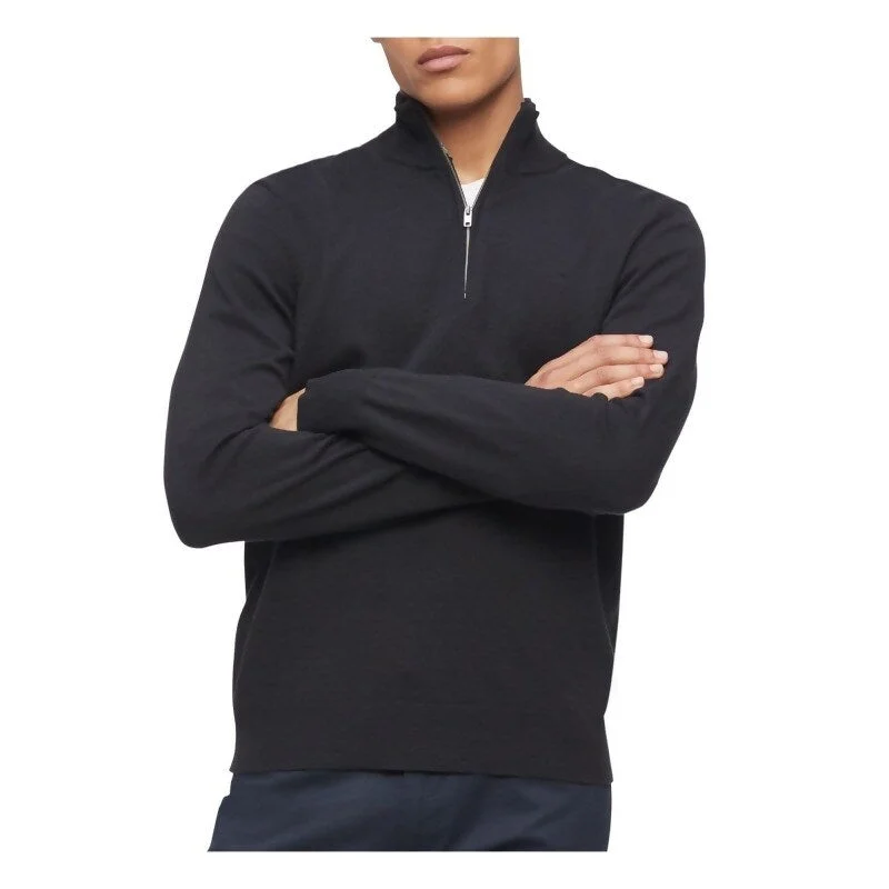 Calvin Klein Men's Space Dyed Quarter-Zip Sweater Black Size Small