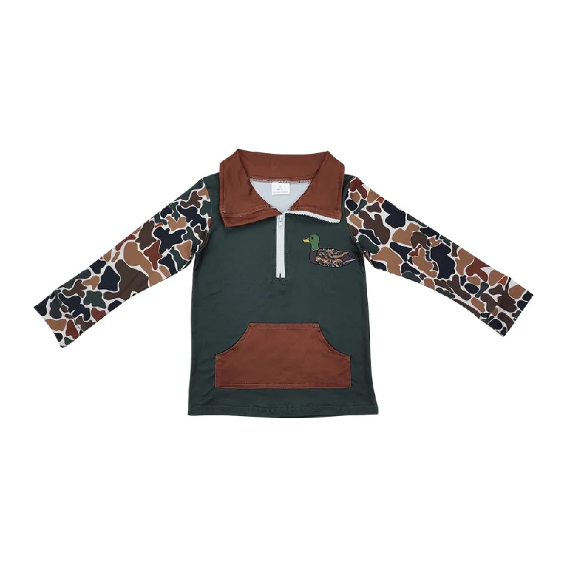 BT0927 RTS Boys camouflage stand-up long sleeve top with pocket casual shirts hunting duck