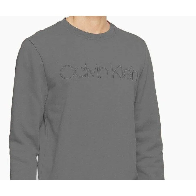 Calvin Klein Men's Tonal Embroidered Logo Fleece Sweatshirt Med Gray Size Extra Large