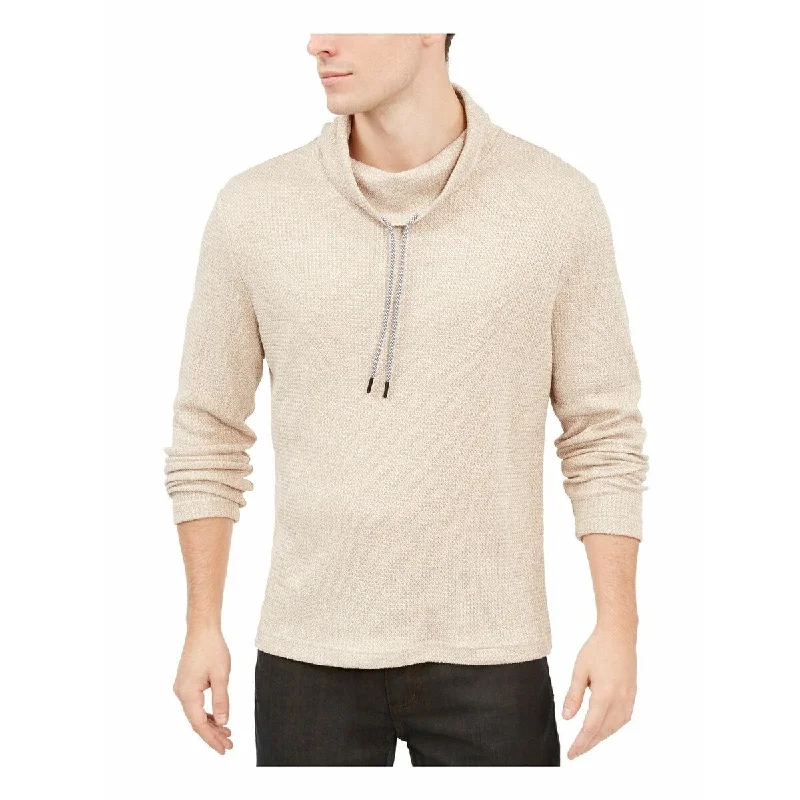 Alfani Men's Funnel-Neck Hooded Sweatshirt Beige Size Large