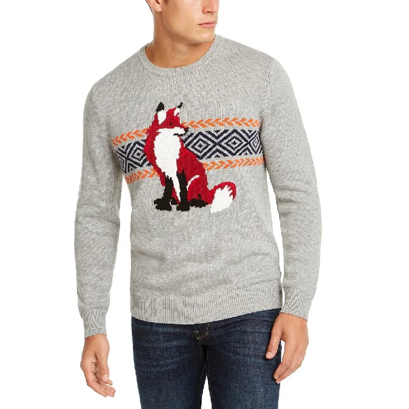 Club Room Men's Fox Graphic Crewneck Sweater Dark Gray Size XX-Large - XXL