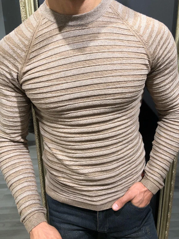 Slim-Fit Patterned Knitwear Beige