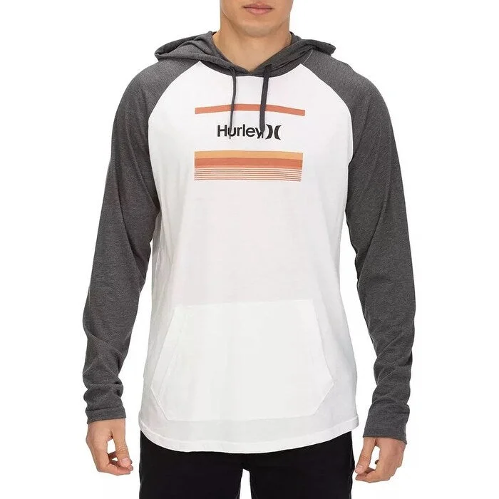 Hurley Men's Color Bars Logo Graphic Hoodie Grey Size Medium