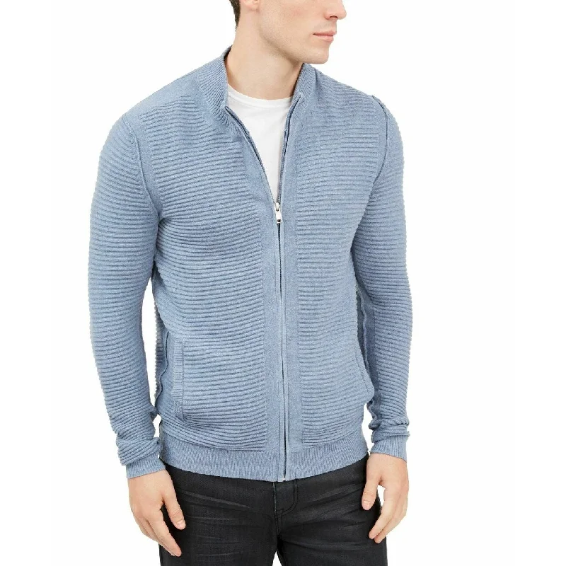 Alfani Men's Textured Zip-Front Cardigan Blue Size Extra Large