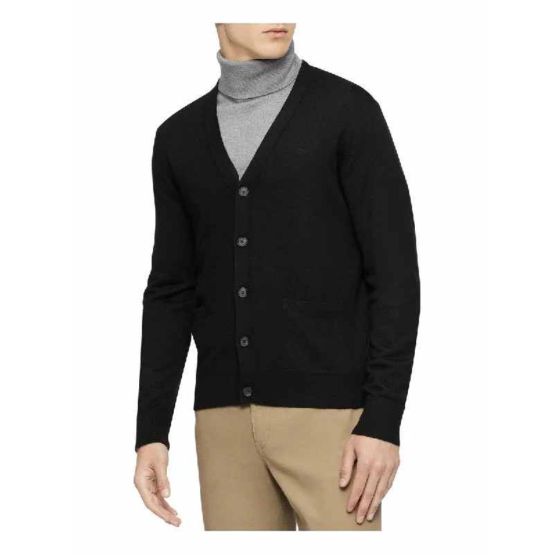 Calvin Klein Men's Colorblocked Cardigan Sweater Black Size Medium