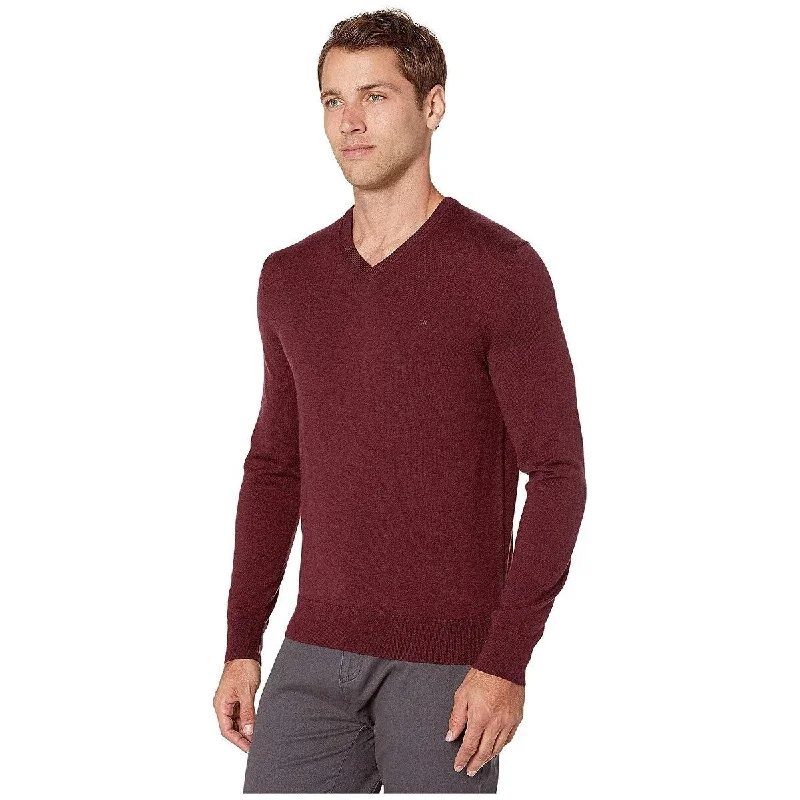 Calvin Klein Men's Merino V-Neck Sweater Heartwood Size Extra Large