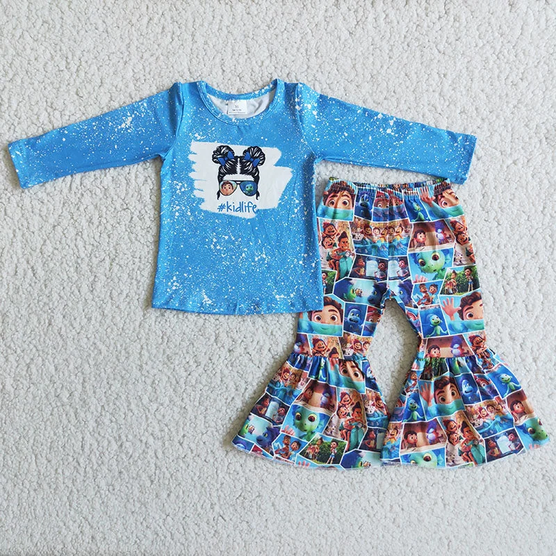 Clearance 6 A7-3 RST kidlife blue long sleeve top bell bottoms suit