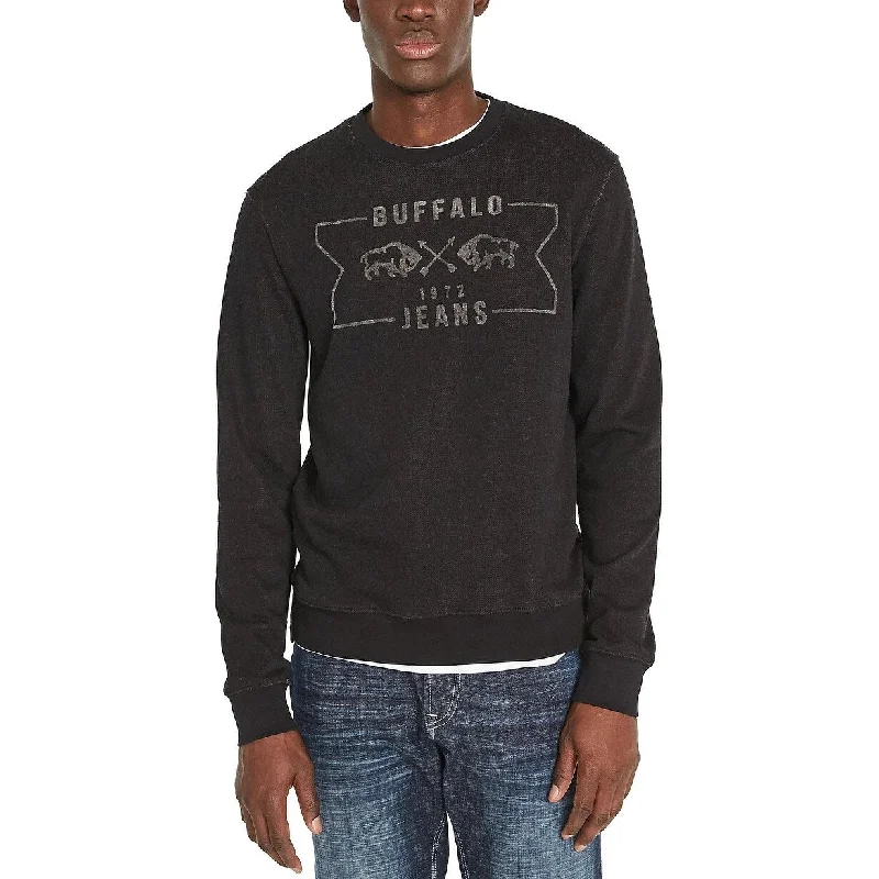 Buffalo David Bitton Men's Facory Fleece Logo Sweatshirt Black Size XL - X-LARGE