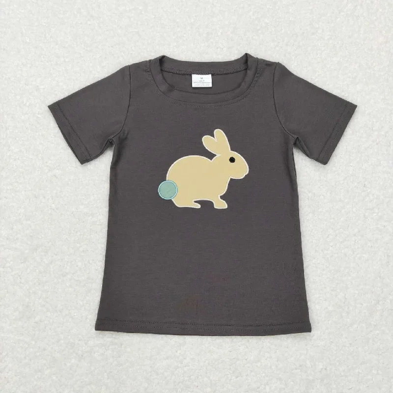 BT0444  Easter Rabbit  Embroidery Girls Long Sleeve Top T-shirts