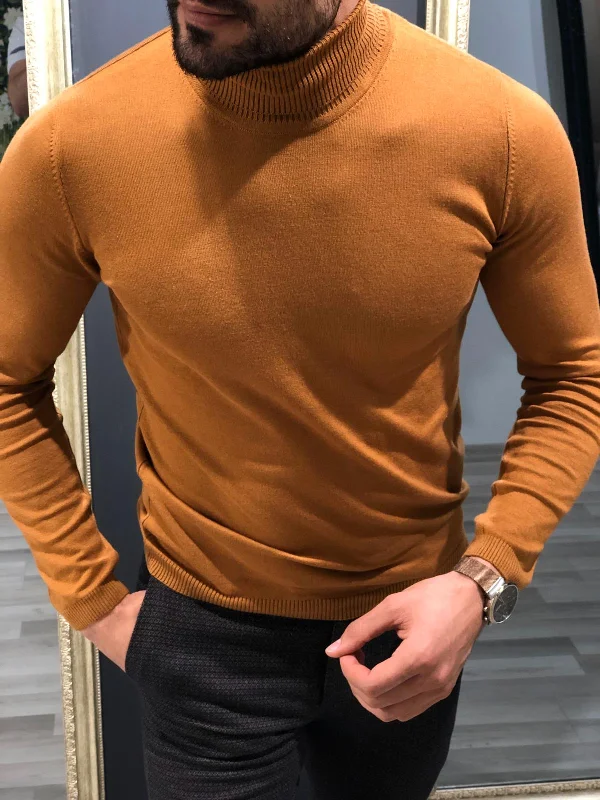 Rimini Slim-Fit Turtleneck Knitwear Camel