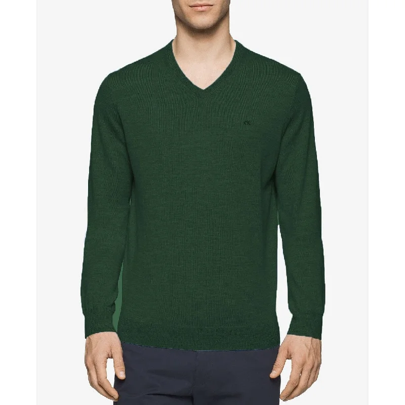 Calvin Klein Men's Merino V-Neck Sweater Kale Size Medium