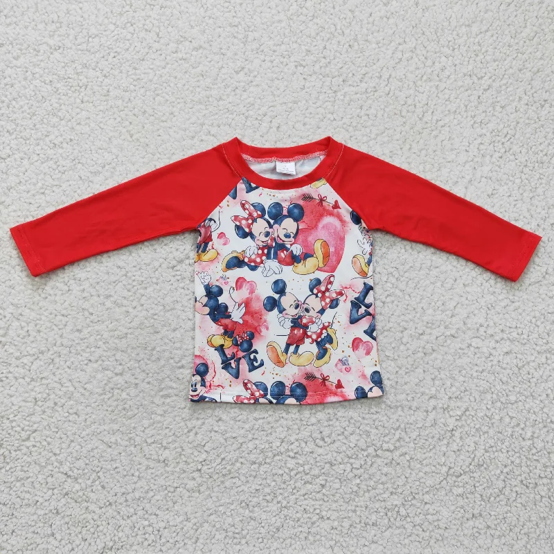 BT0157 Valentine Red Love M Cartoon  Boys Long Sleeve Top T-shirts