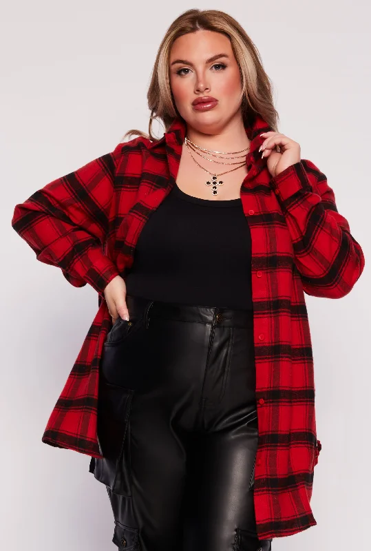 Plus Size Ruched Side Button Front Shirt