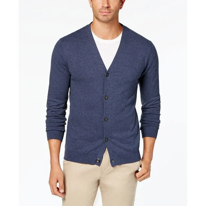 Club Room Men's Knit V-Neck Cardigan Dark Blue Size Large