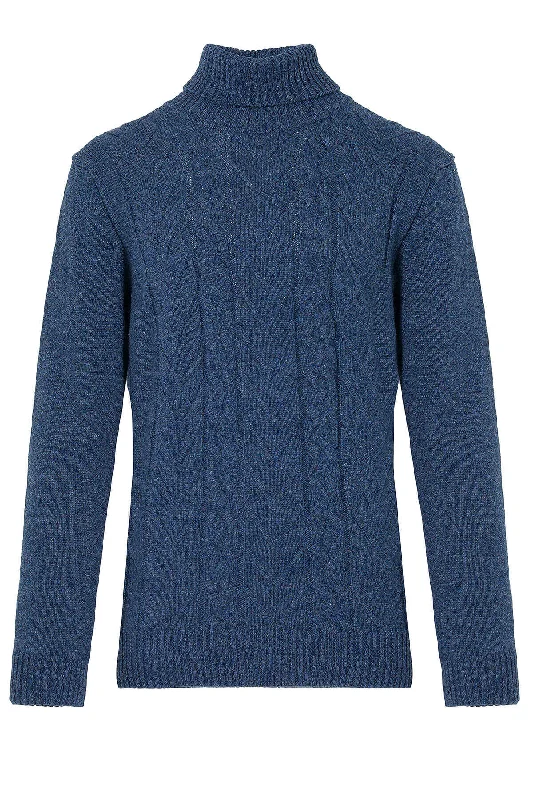 Regular Fit Wool Blend Indigo Turtleneck Sweater