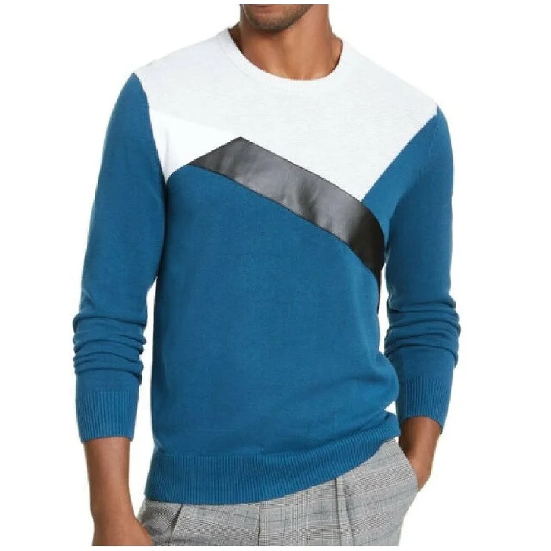 INC International Concepta Men's Colorblocked Sweater Blue Size Extra Large