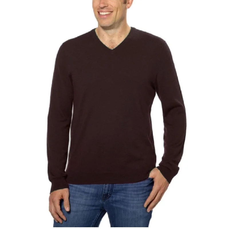 Calvin Klein Men's Merino V-Neck Sweater Wine Size Extra Large