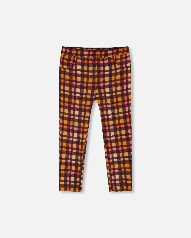 Milano Treggings Plaid Magenta And Brown