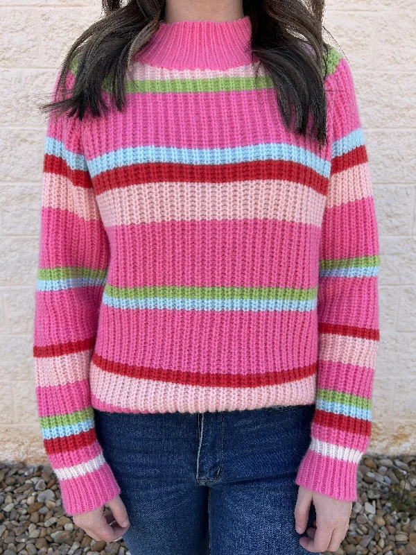 Candy Stripe Pink Knit Sweater