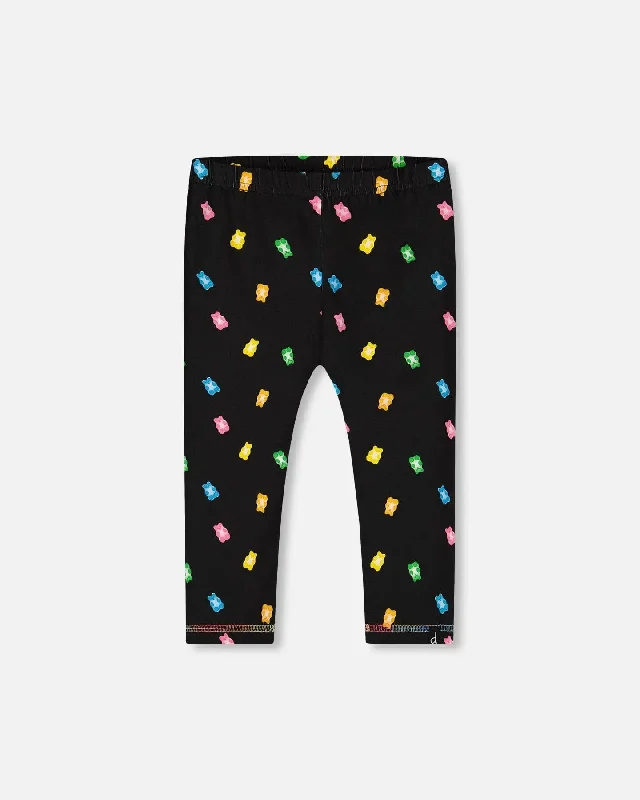 Printed Capri Legging Black And Multicolored Gummies