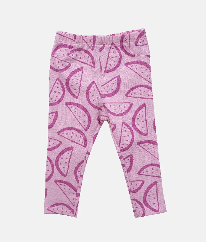 Girls Pink Melon Print Leggings