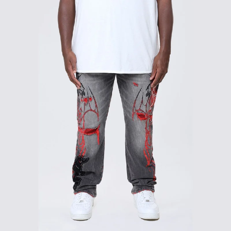 Soft Comfort Big and Tall - Tribal Print R&R Jeans - Orca Grey