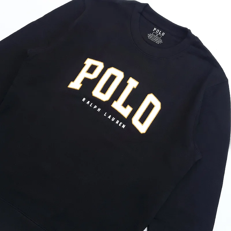 Design Trend PL - Men 'Black' Polo Printed Crew Neck Terry Sweatshirt PL262