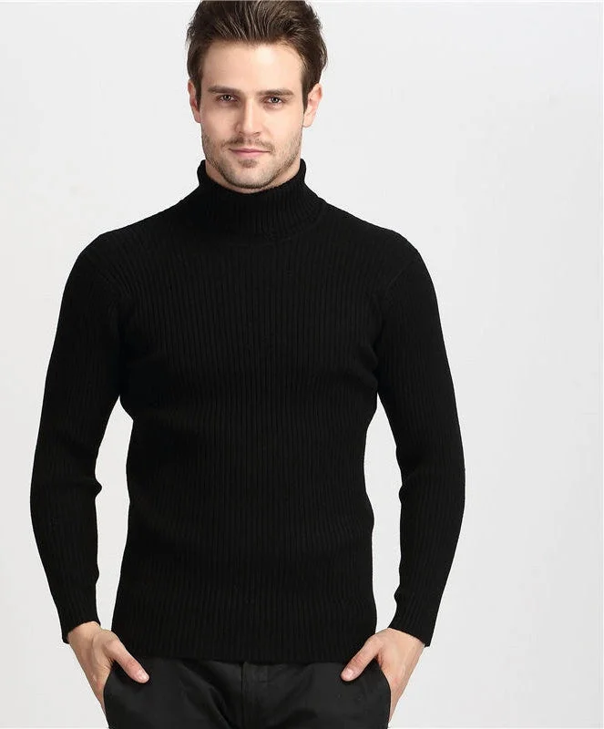 Winter Thick Warm 100% Cashmere Sweater Men Turtleneck Men Mens Sweaters Slim Fit Pullover Men Knitwear Double collar