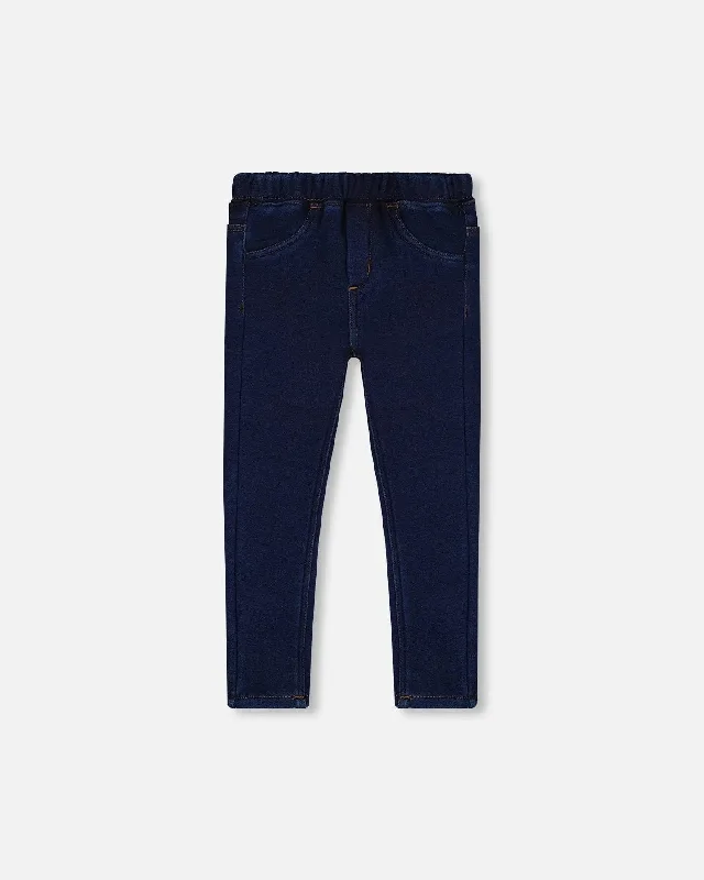 Plush Lined Dark Blue Denim Jeggings