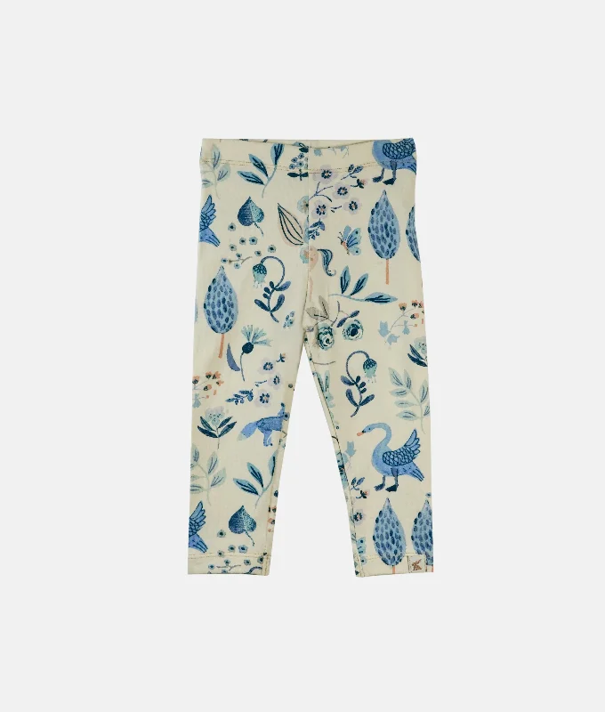 Girls Leggings - Blue Jungle Print