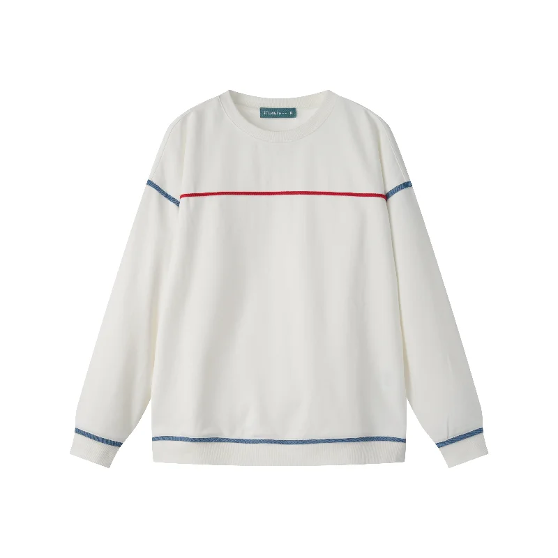 SWEATSHIRT WITH COLORED PIPING-WHITE